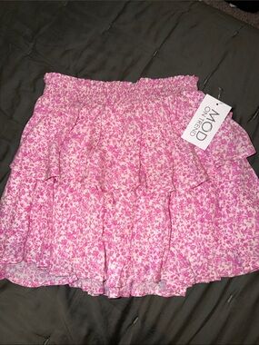 MOD on Trend Pink Floral Ruffled Mini Skirt